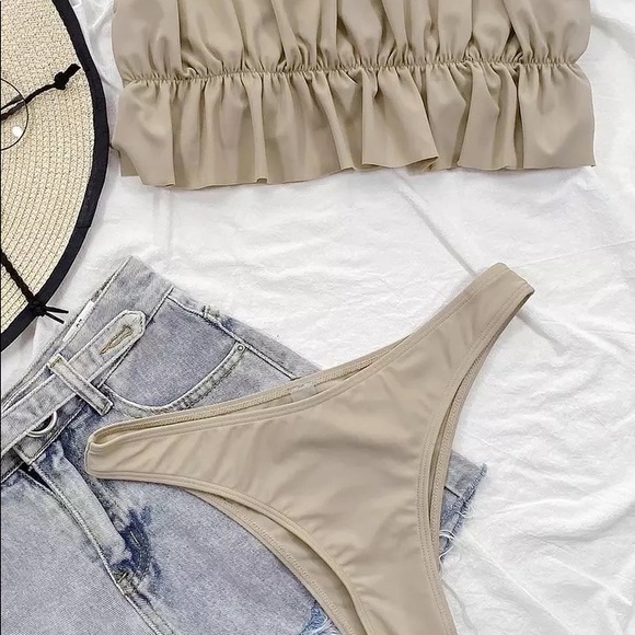 “Gia” Ruched Bandeau Bikini Set (Two Piece Bathing Suit) — Size Small or Medium - Picture 7 of 15